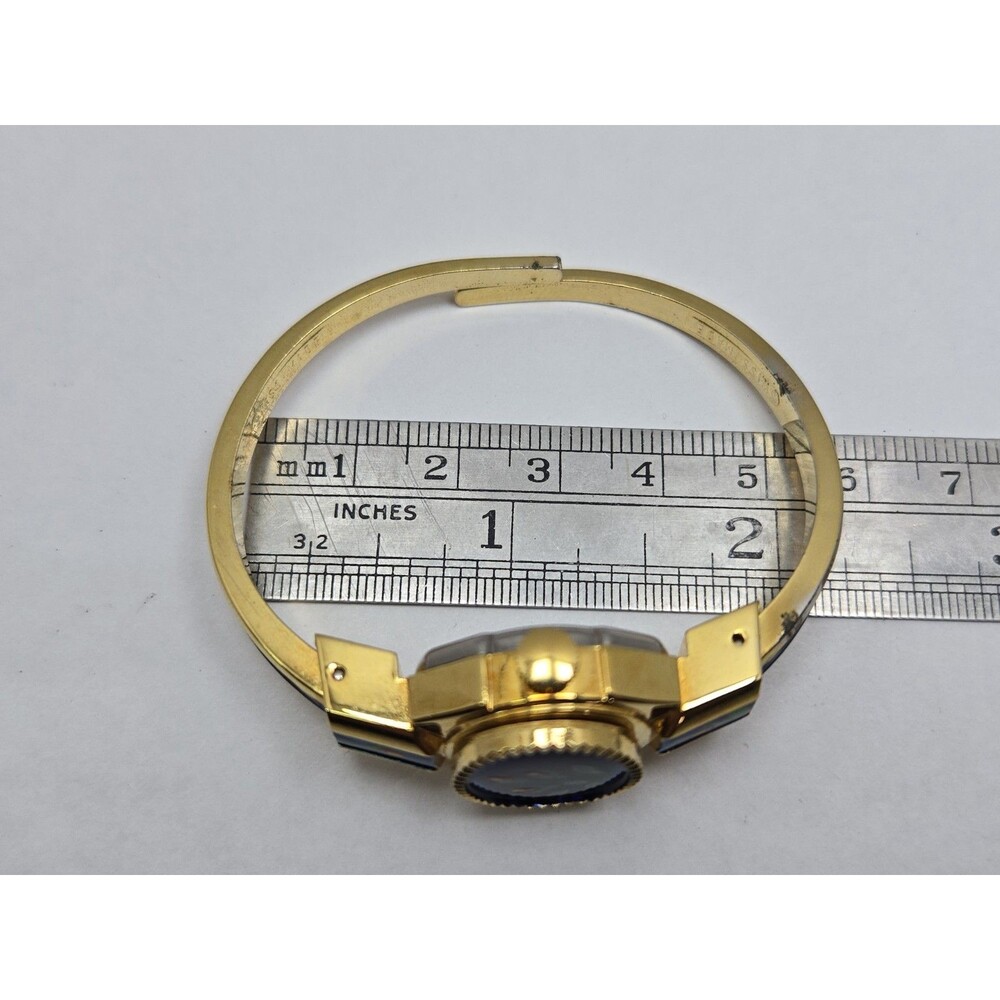 Vintage Alfex Swiss Floral Enamel Hidden Dial Bangle Manual Wind Watch Works - Picture 11 of 16